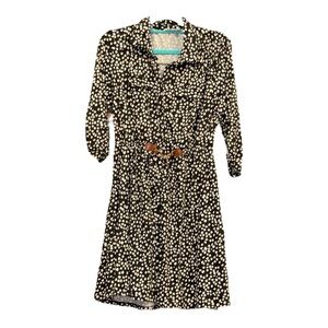 Indigo Rose Black & White print dress w/buckle detail waist. Size L AR 12